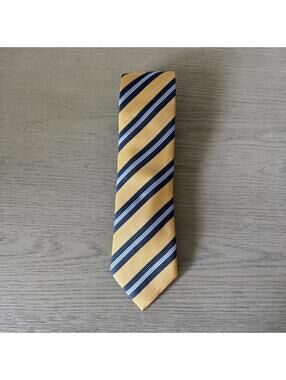 Nordstrom Men's Shop Yellow Blue Striped 100% Silk Tie Classic Formal Neckwear
